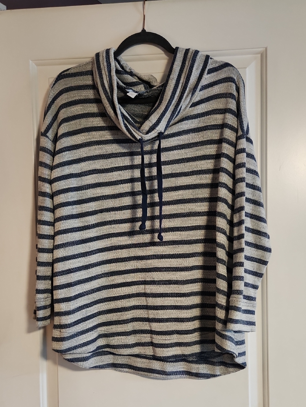 Sunday Striped  Pullover in Navy and Gray